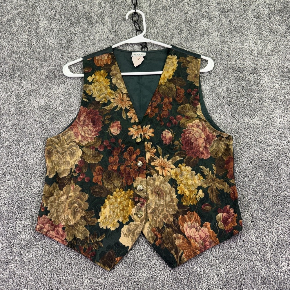 Vintage Ardmore Vest Womens Medium Multicolor Tapestry Floral Button USA